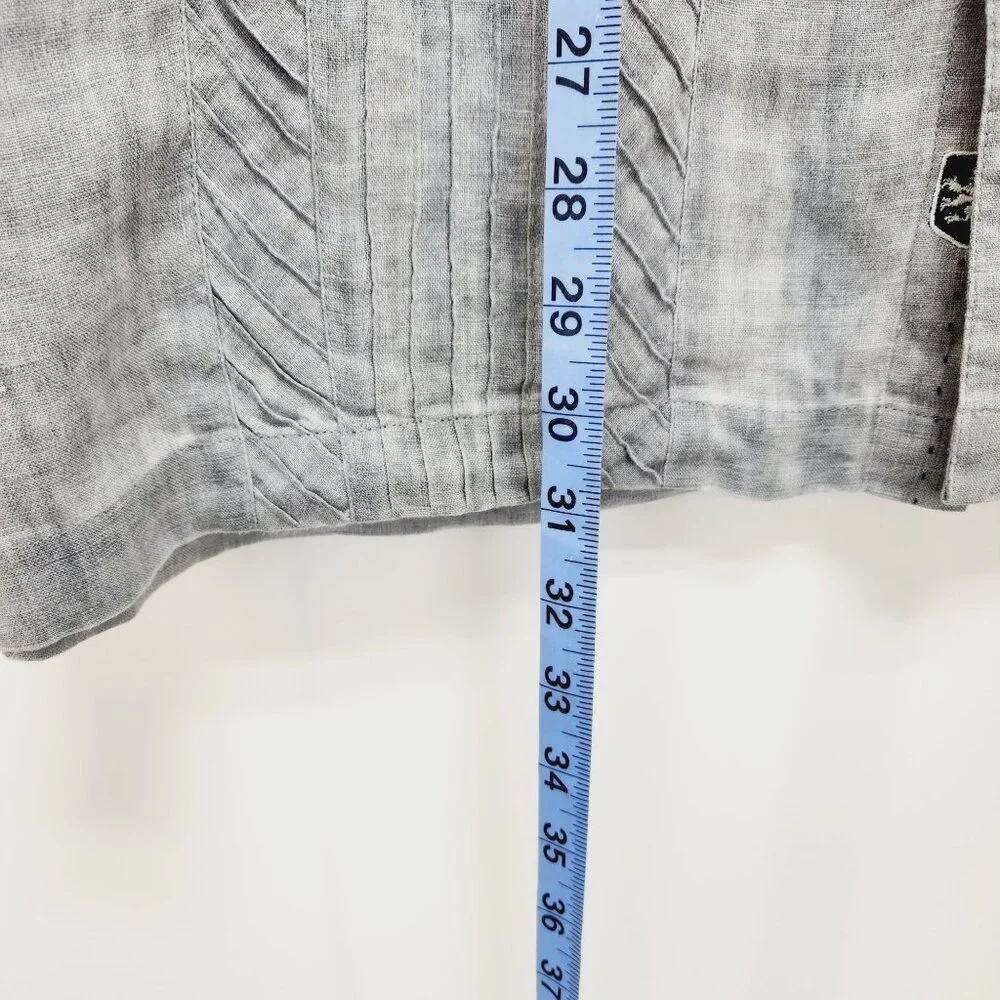Nat Nast shirt American Fit Luxury Gray Short Sleeve Button-Up  L 100% Linen - Picture 5 of 8